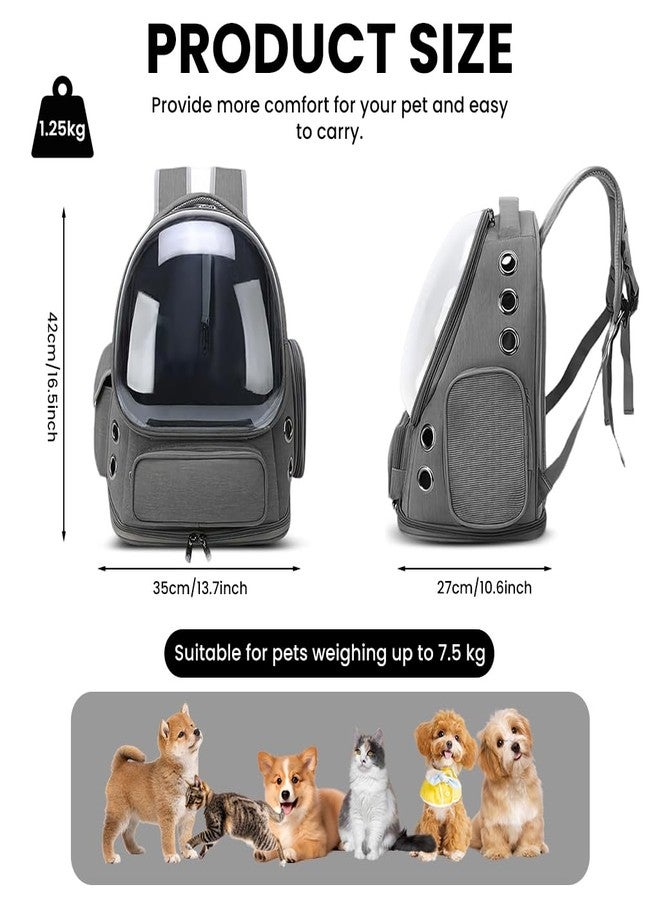 ZIBUYU® Cat Bag Carrier Backpack, Bubble Transparent Window Cat House for Adult&Puppy Pet with Space Capsule Ventilated Design Portable Multi-Pocket for Traveling/Hiking/Camping/Outdoors (Grey) - Image 2